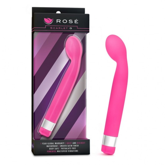 Розовый вибратор для массажа G-точки Rose Scarlet G - 17,8 см. - Blush Novelties