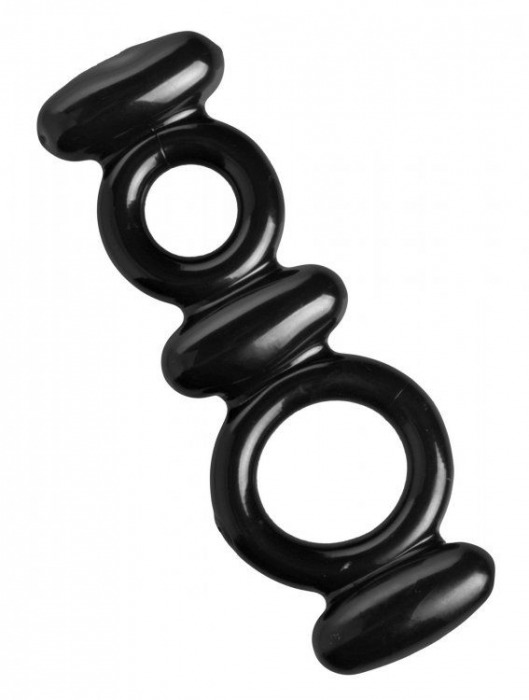 Двойное эрекционное кольцо Dual Stretch To Fit Cock and Ball Ring - XR Brands - в Дзержинске купить с доставкой